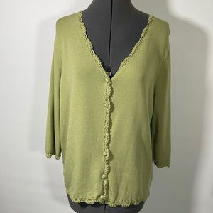 Goodclothes V Neck Cardigan w Crotched Accent Sweater Size M